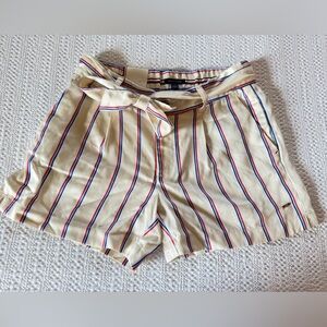 NWT Tommy Hilfiger Cream Striped Women Shorts tie waist size 2